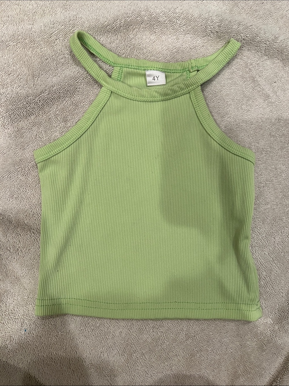 SHEIN Lime Green Ribbed Halter Tank Top - Kids